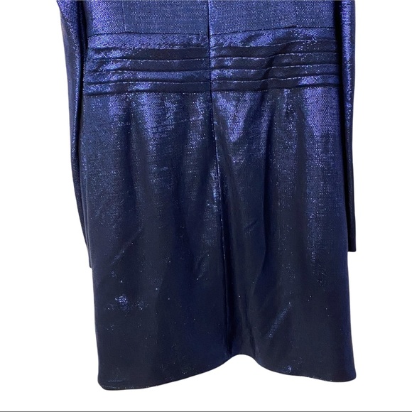 Jonathan Simkhai Metallic Blue Wrap Puff Sleeve Dress (M) - Picture 6 of 11
